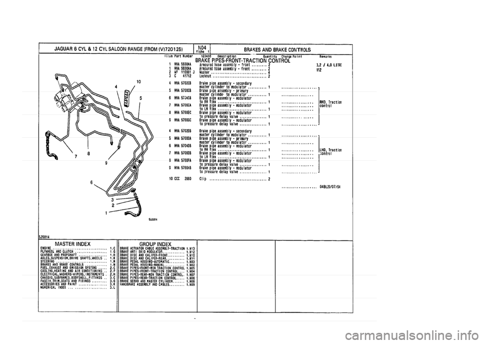 JAGUAR XJ 1994 2.G Parts Catalogue 1 