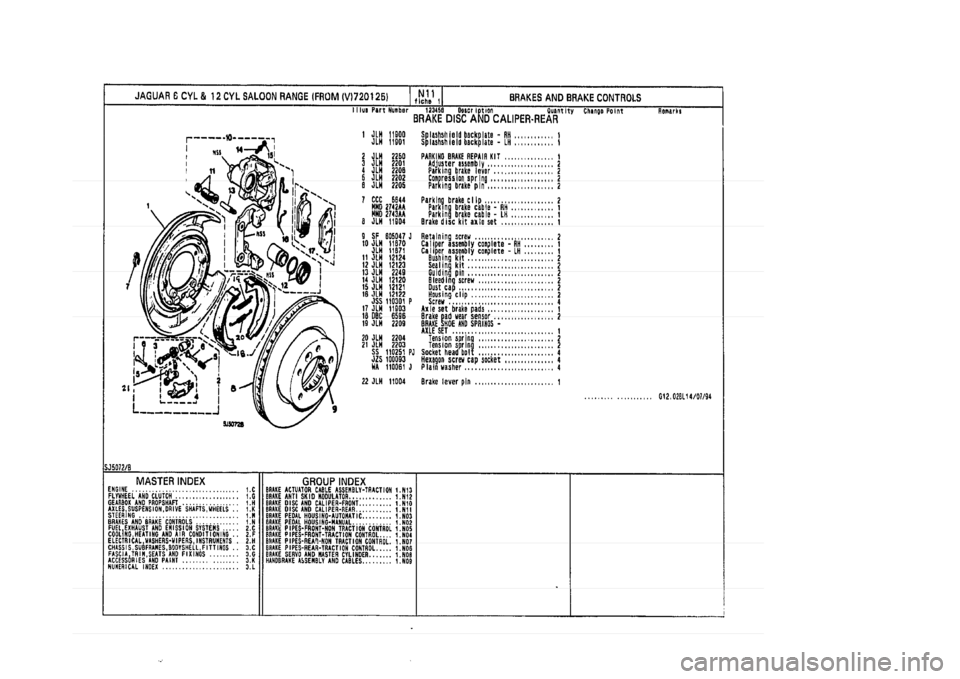 JAGUAR XJ 1994 2.G Parts Catalogue 1 