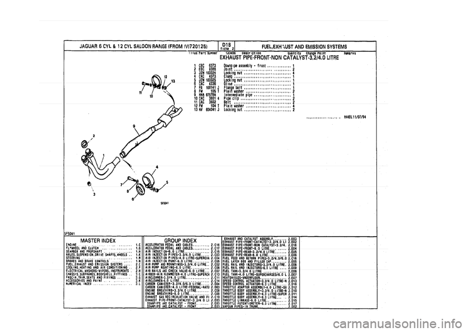 JAGUAR XJ 1994 2.G Parts Catalogue 2 