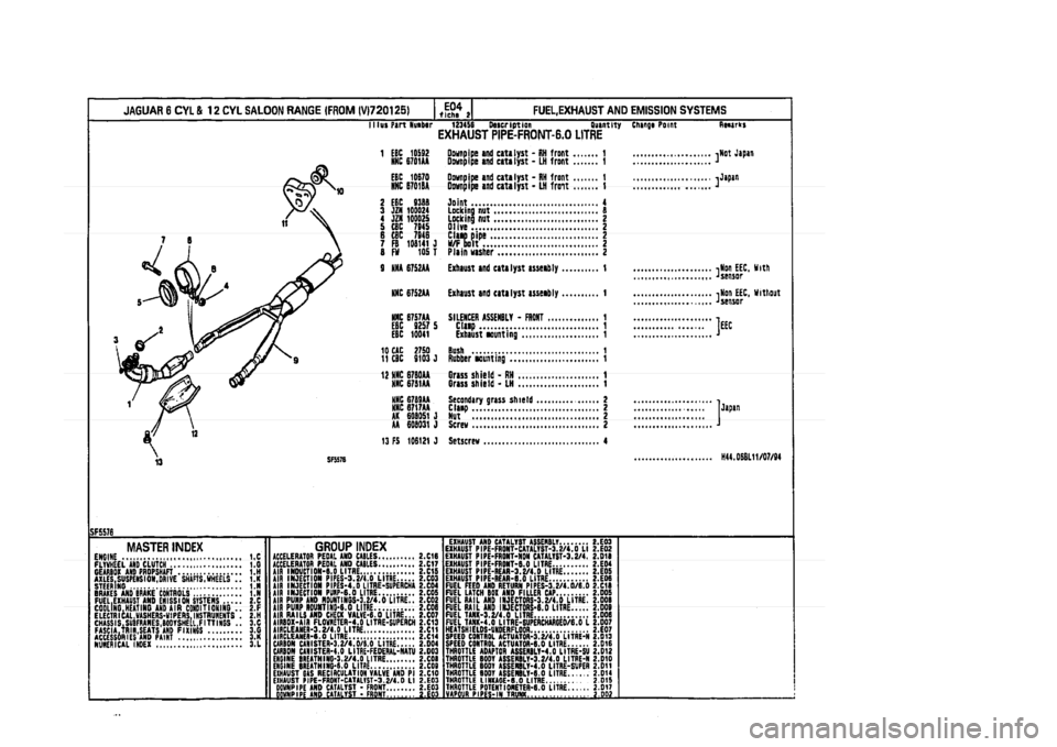 JAGUAR XJ 1994 2.G Parts Catalogue 2 