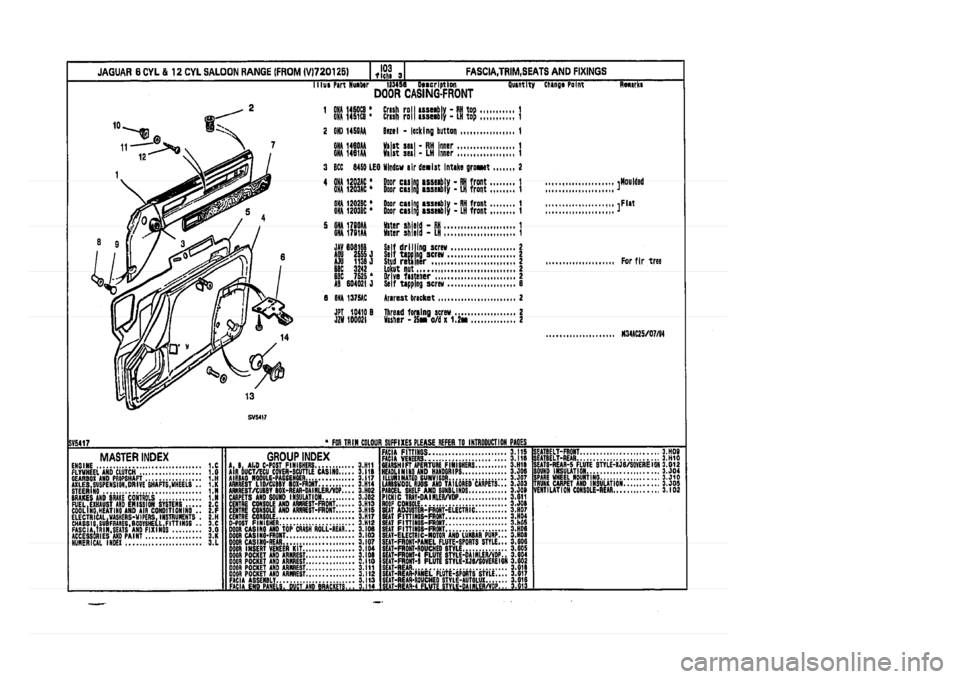 JAGUAR XJ 1994 2.G Parts Catalogue 3 