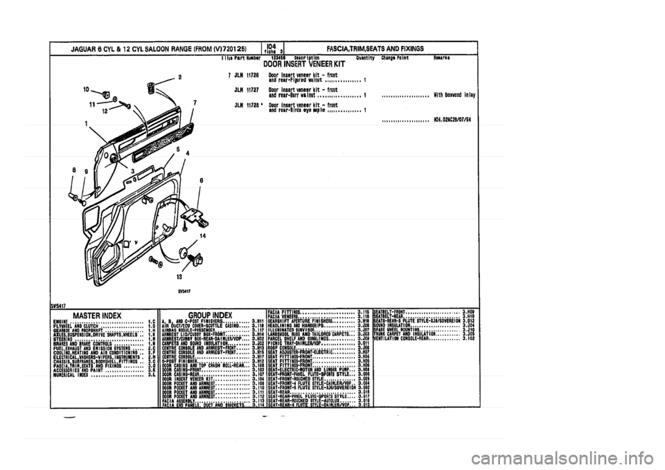 JAGUAR XJ 1994 2.G Parts Catalogue 3 
