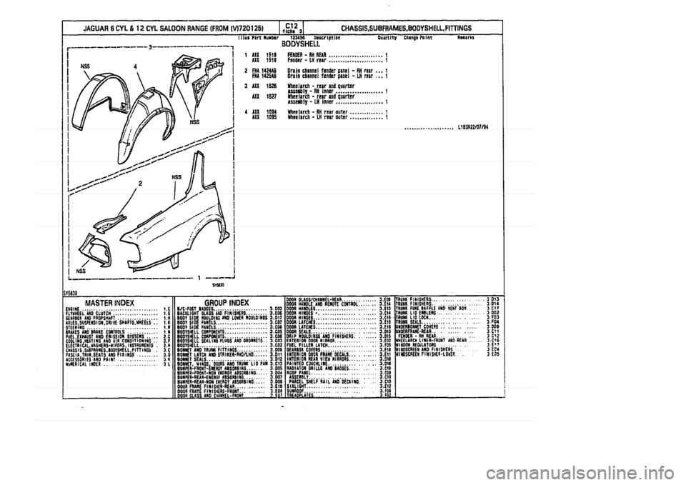 JAGUAR XJ 1994 2.G Parts Catalogue 3 