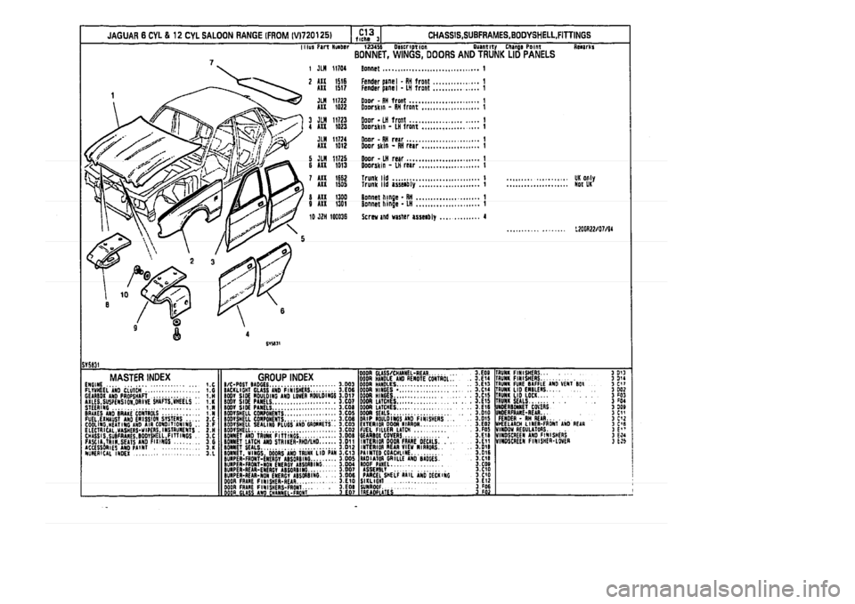JAGUAR XJ 1994 2.G Parts Catalogue 3 