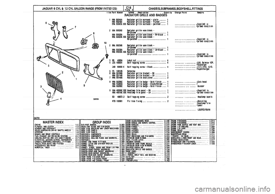 JAGUAR XJ 1994 2.G Parts Catalogue 3 