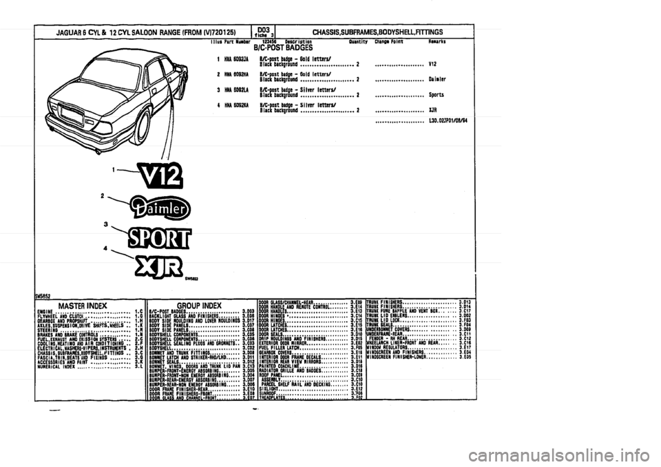 JAGUAR XJ 1994 2.G Parts Catalogue 3 