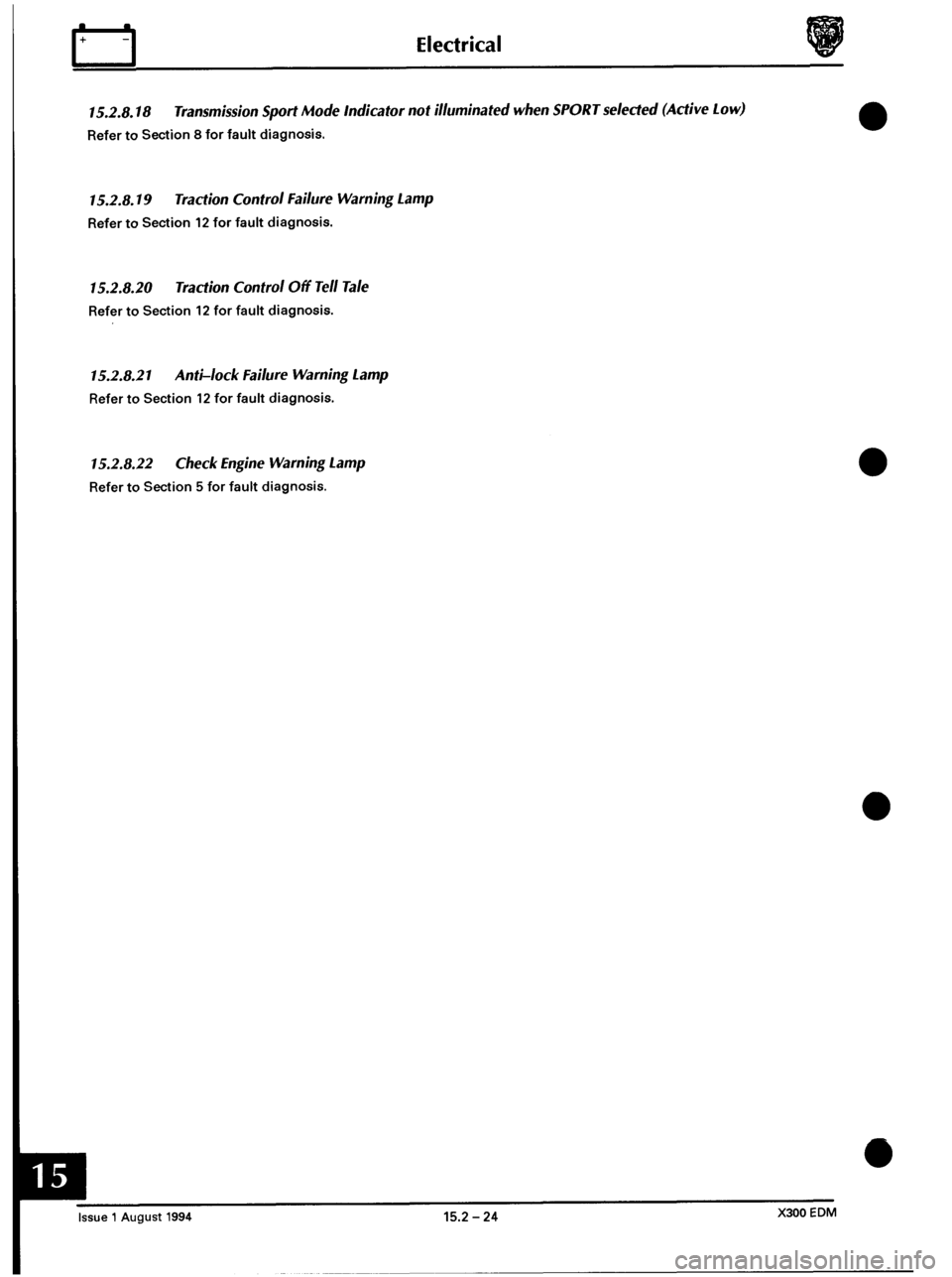 JAGUAR XJ6 1994 2.G Electrical Diagnostic Manual 