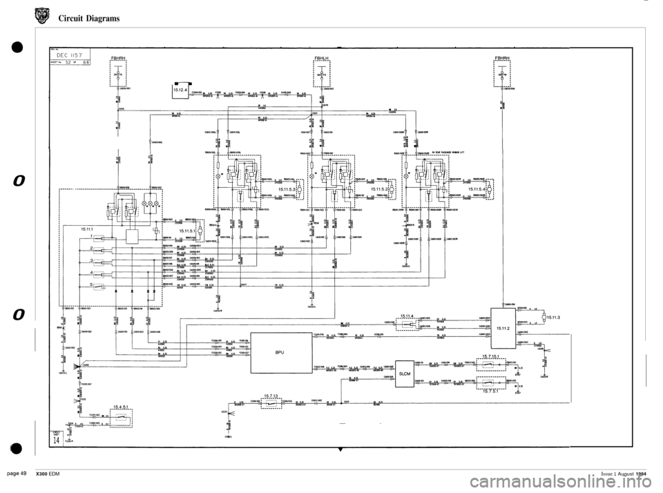 JAGUAR XJ6 1994 2.G Electrical Diagnostic Manual Circuit  Diagrams 
a 
0 
0 
(0 
n iTi 
tc-m~ f ss ‘p, 
- . 
-1, rmw 
page 49 X300 EDM Issue 1 August 1994  