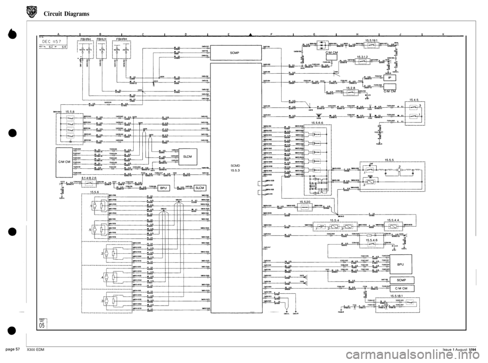 JAGUAR XJ6 1994 2.G Electrical Diagnostic Manual Circuit  Diagrams 
._- E 
3 
CWIIMP += SCMD 
15.5.3 
c 
c 
15.5.5 
page 57 X300 EDM Issue 1 August 1994  