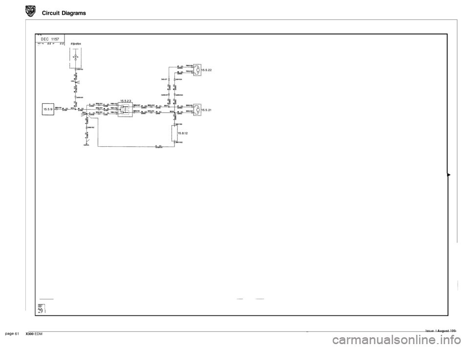 JAGUAR XJ6 1994 2.G Electrical Diagnostic Manual Circuit Diagrams 
,c NO 
DEC 1157 CET NO 66 of 68 
la 
a 
a 
F6HRH 
q 
29 I 
- Issue 1 August 1991 page 61 X300 EDM  