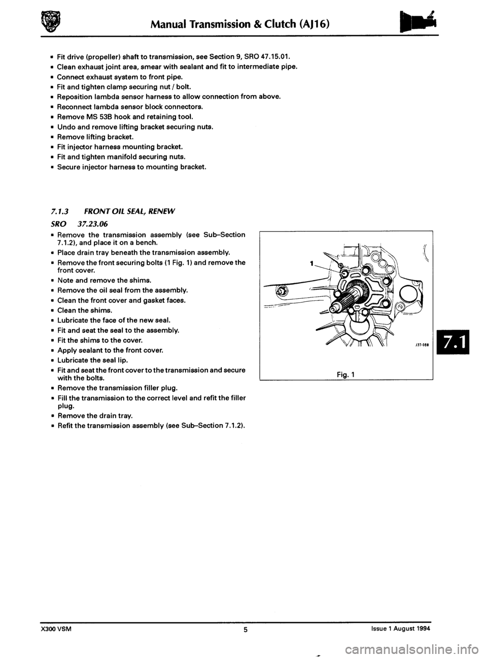 JAGUAR XJ6 1994 2.G Workshop Manual I  