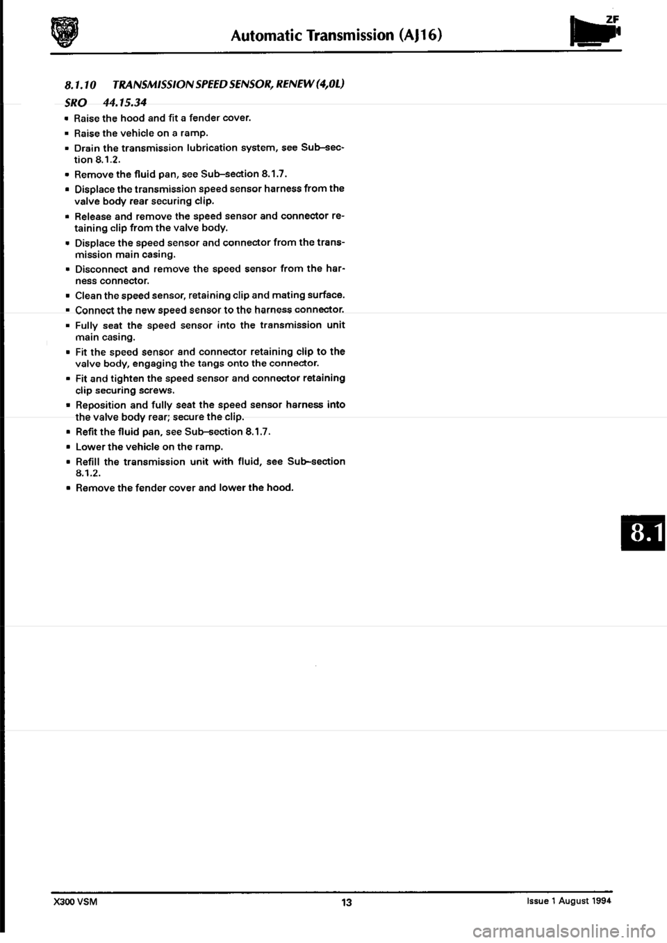 JAGUAR XJ6 1994 2.G Workshop Manual Second Edition 