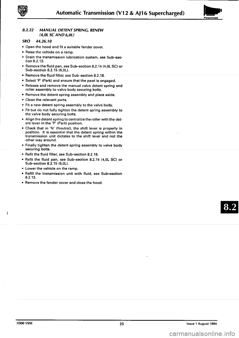 JAGUAR XJ6 1994 2.G Workshop Manual Second Edition 
