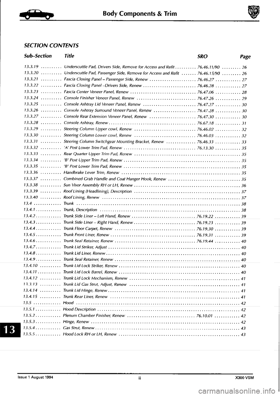JAGUAR XJ6 1994 2.G Workshop Manual Second Edition 
