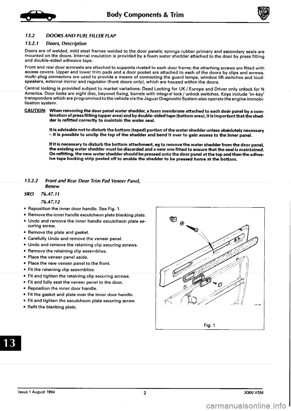 JAGUAR XJ6 1994 2.G Workshop Manual Second Edition 