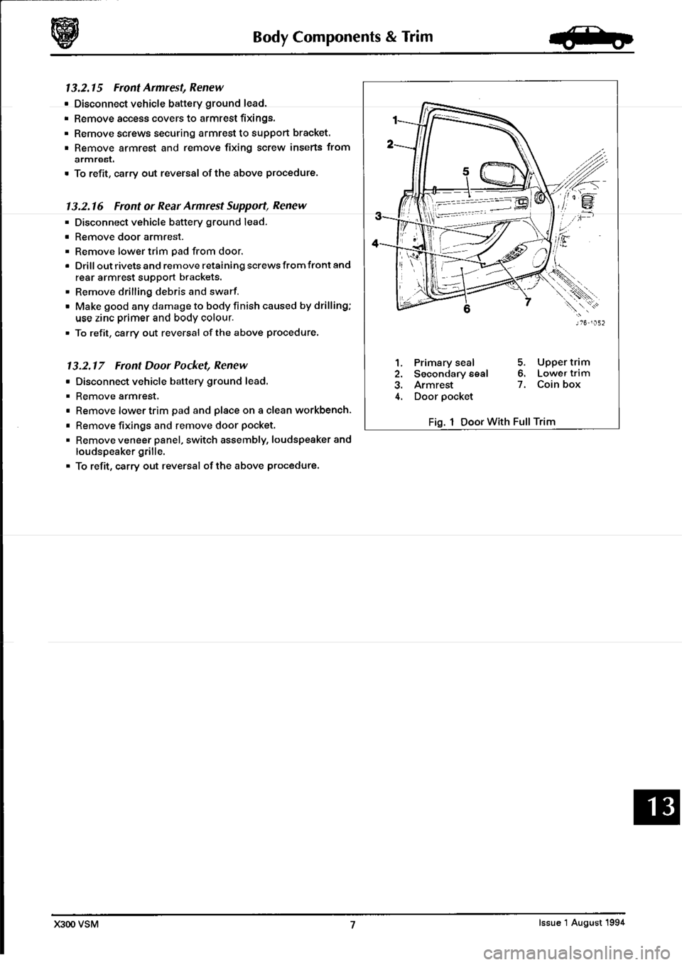 JAGUAR XJ6 1994 2.G Workshop Manual Second Edition 