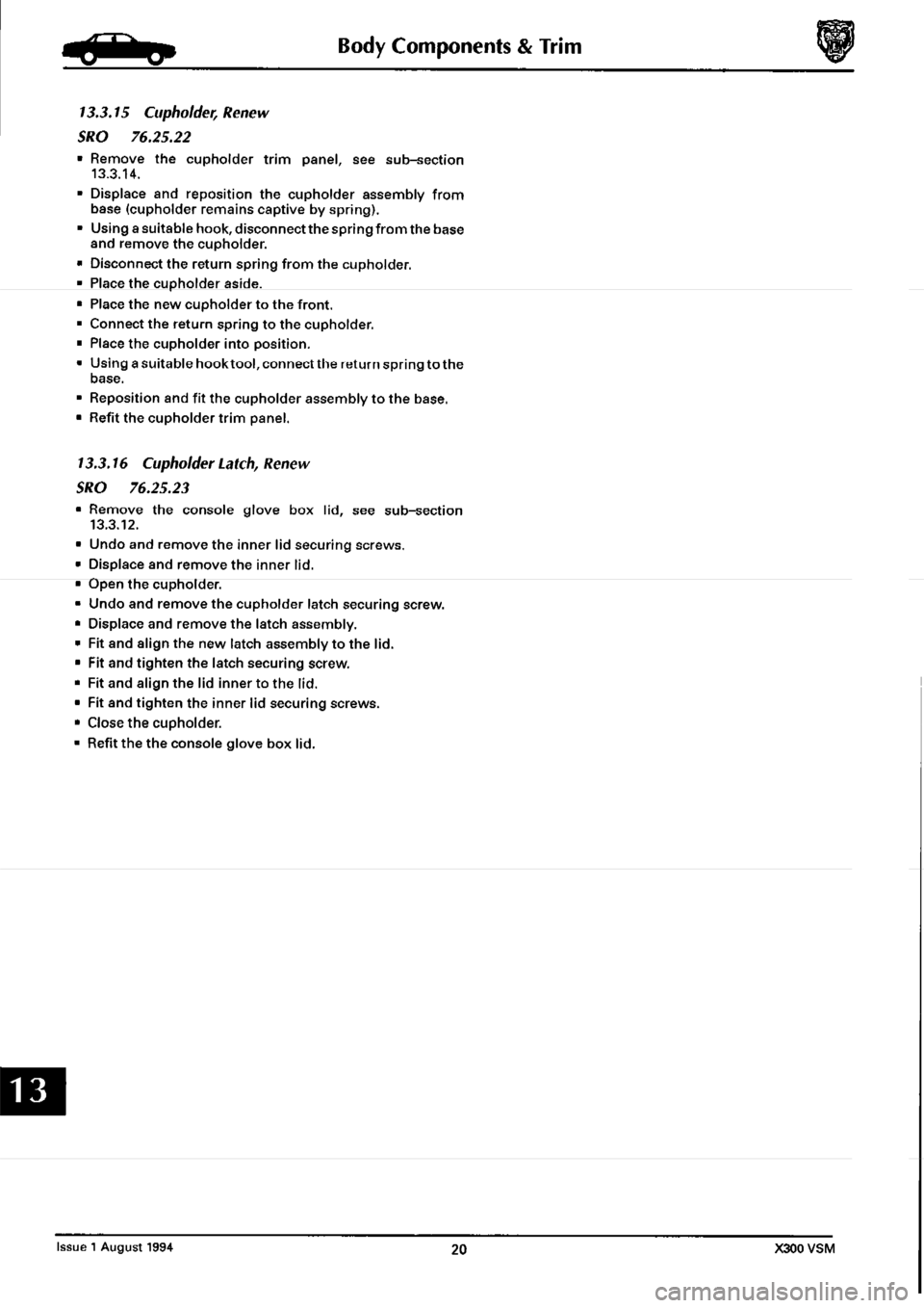 JAGUAR XJ6 1994 2.G Workshop Manual Second Edition 