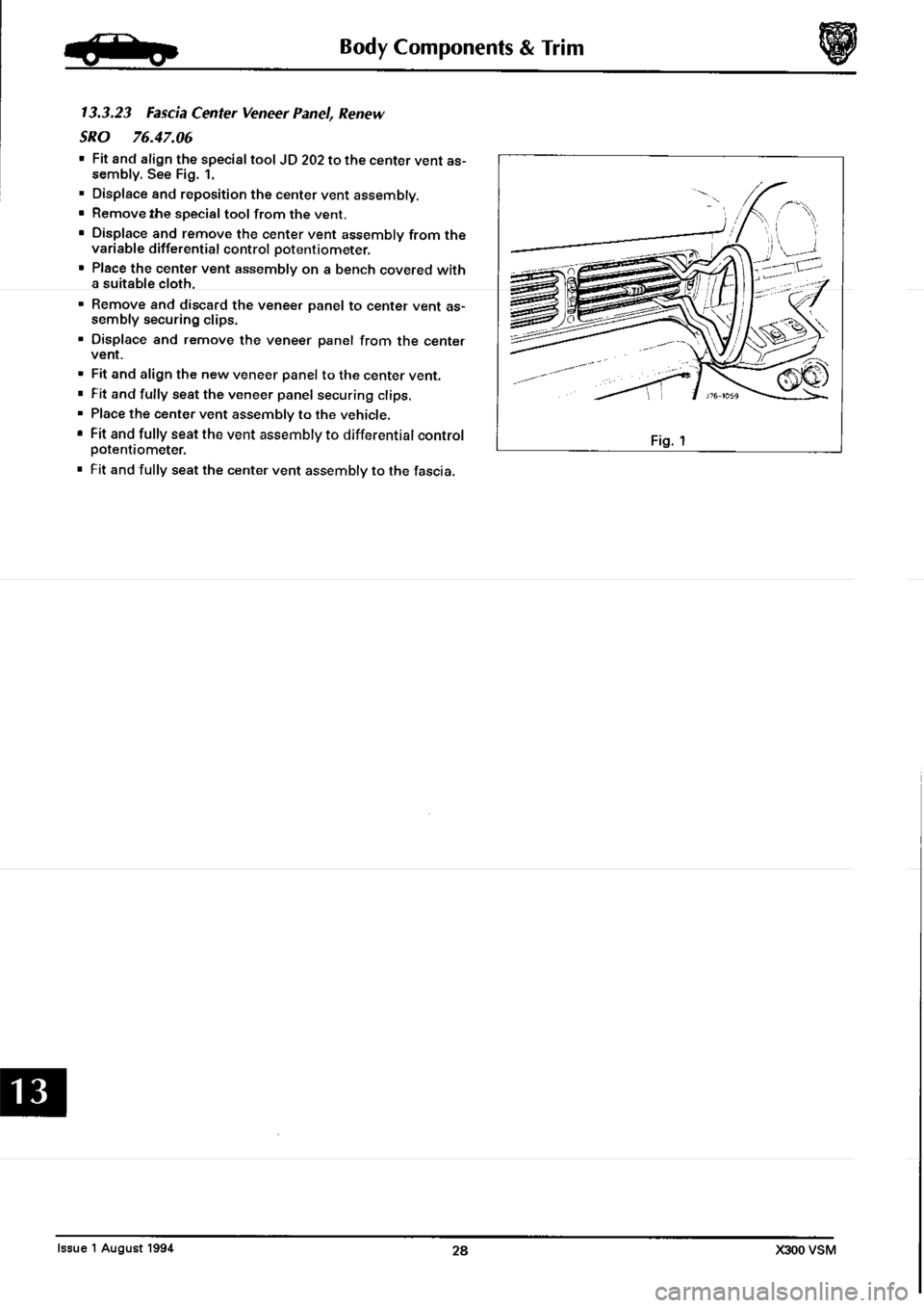 JAGUAR XJ6 1994 2.G Workshop Manual Second Edition 