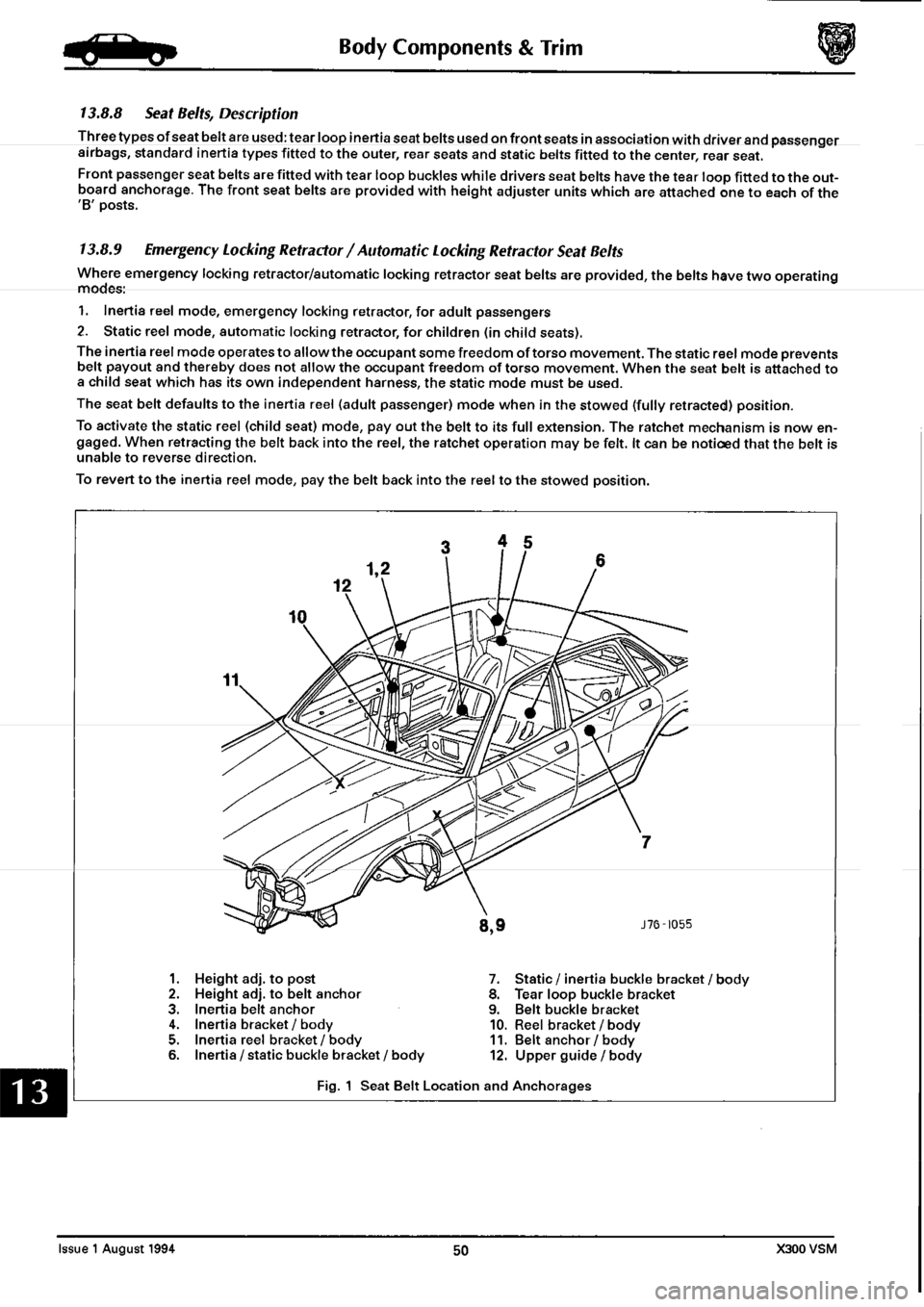 JAGUAR XJ6 1994 2.G Workshop Manual Second Edition 