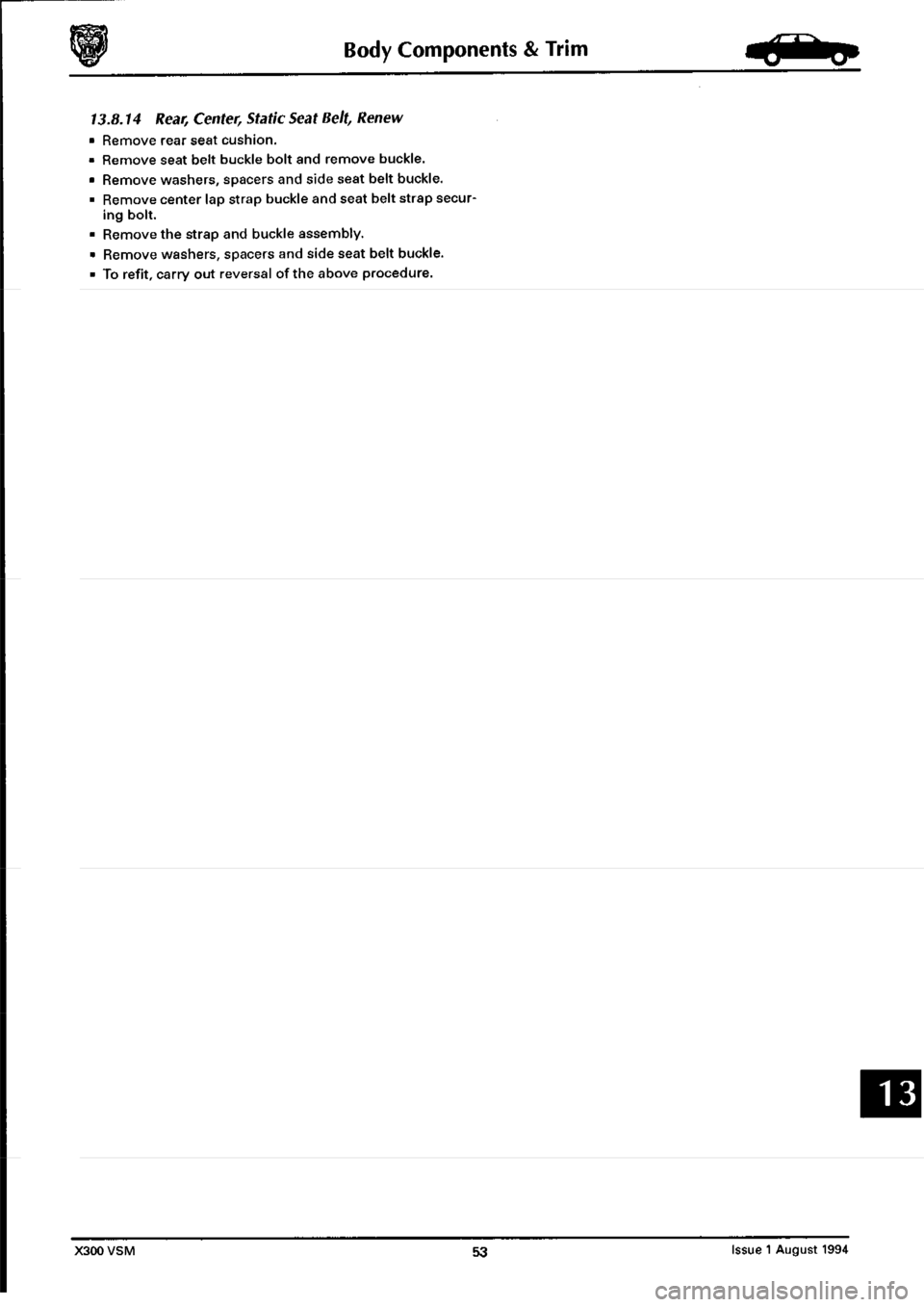 JAGUAR XJ6 1994 2.G Workshop Manual Second Edition 