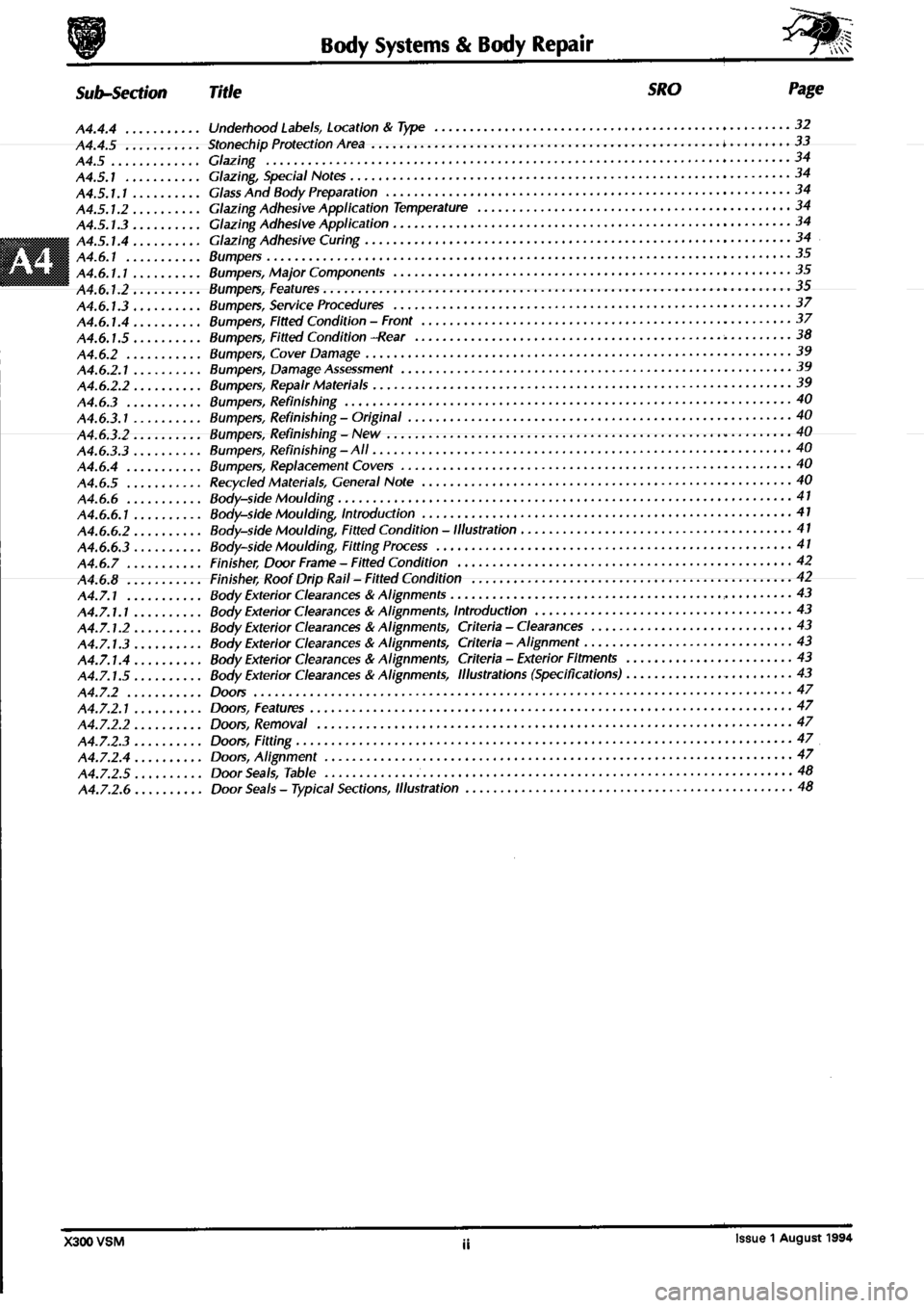JAGUAR XJ6 1994 2.G Workshop Manual Second Edition 