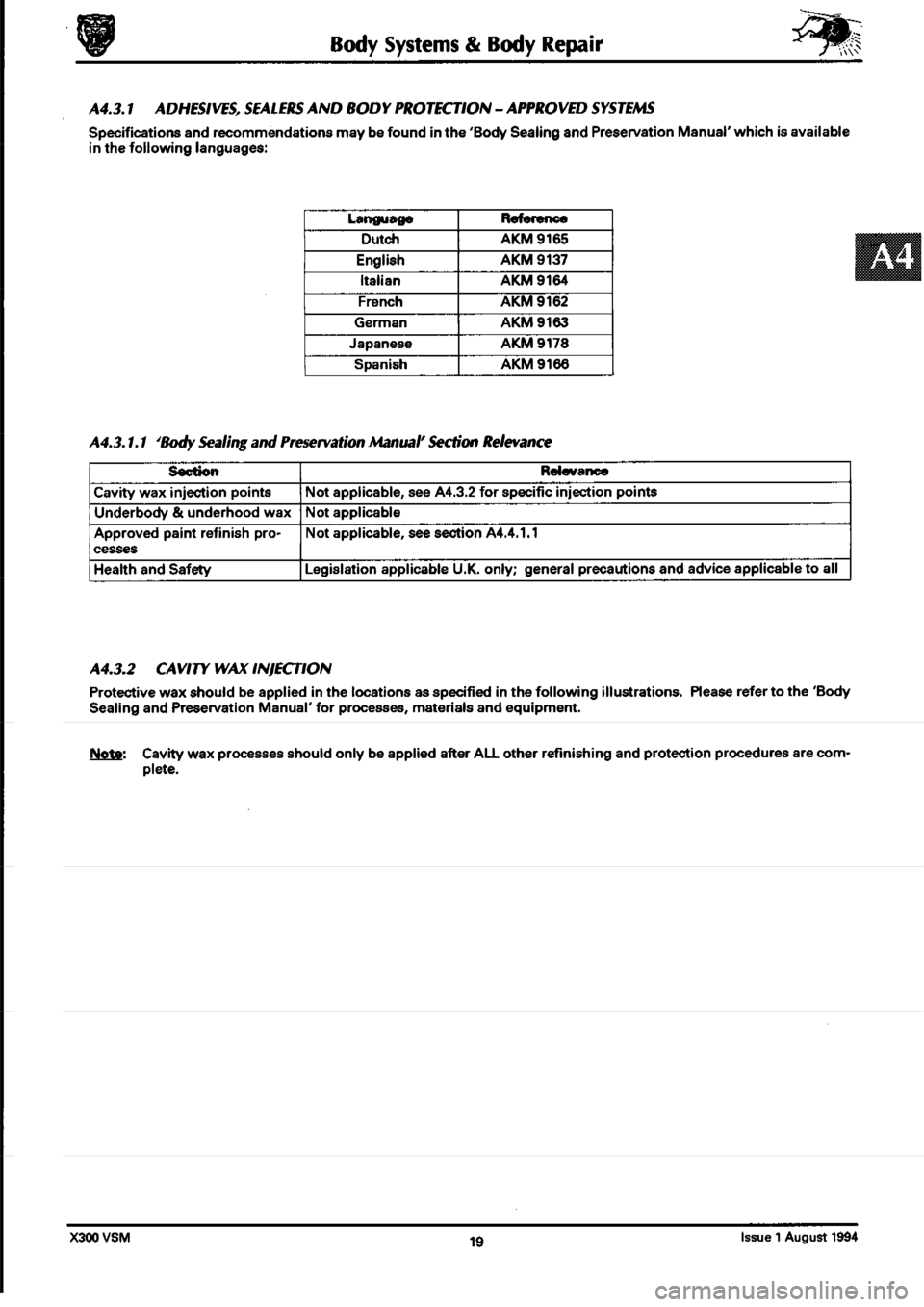 JAGUAR XJ6 1994 2.G Workshop Manual Second Edition 