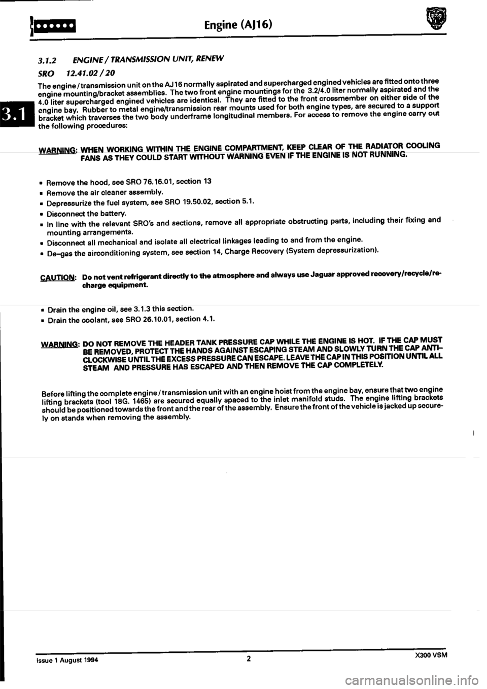 JAGUAR XJ6 1994 2.G Workshop Manual Second Edition 