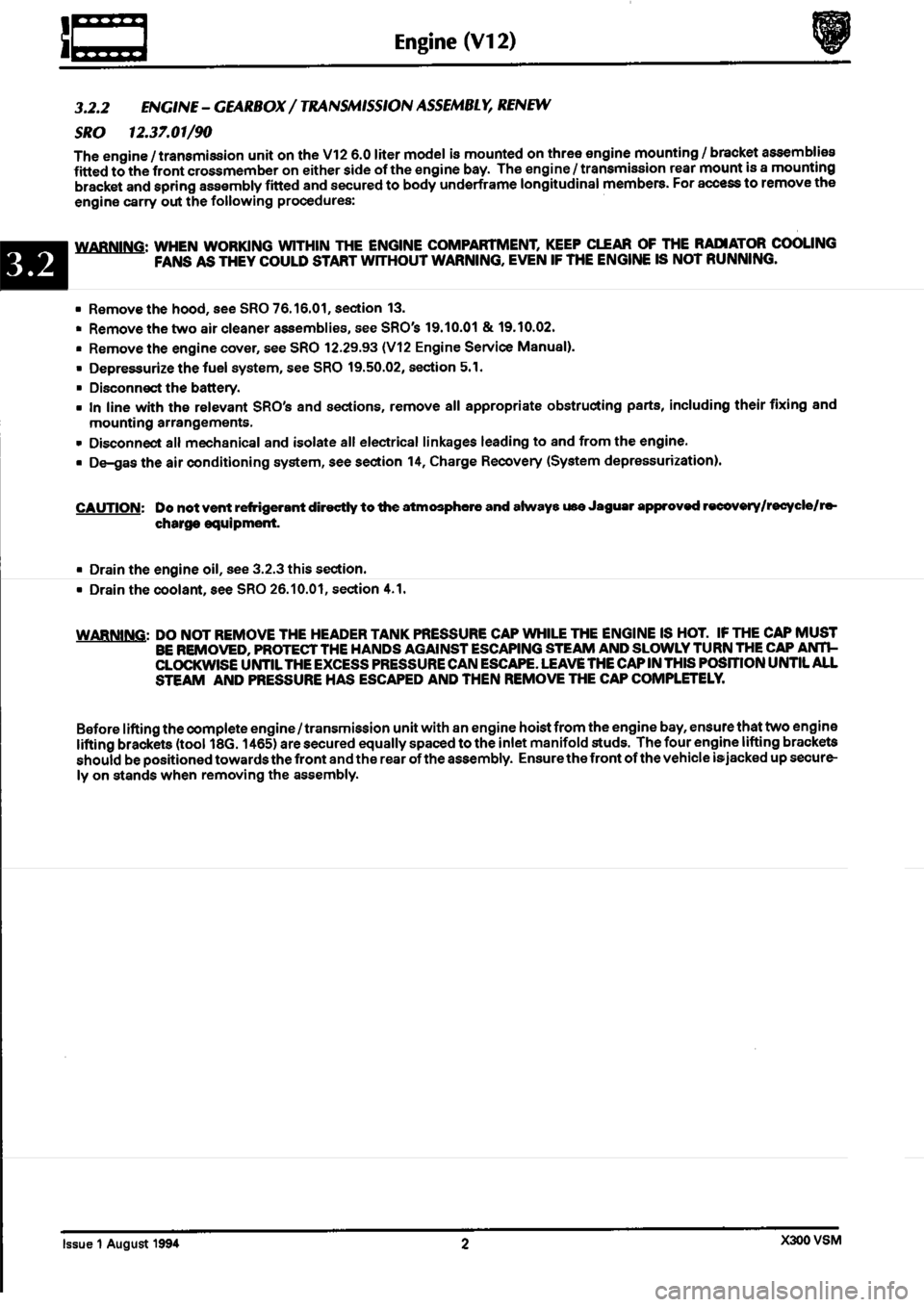 JAGUAR XJ6 1994 2.G Workshop Manual Second Edition 