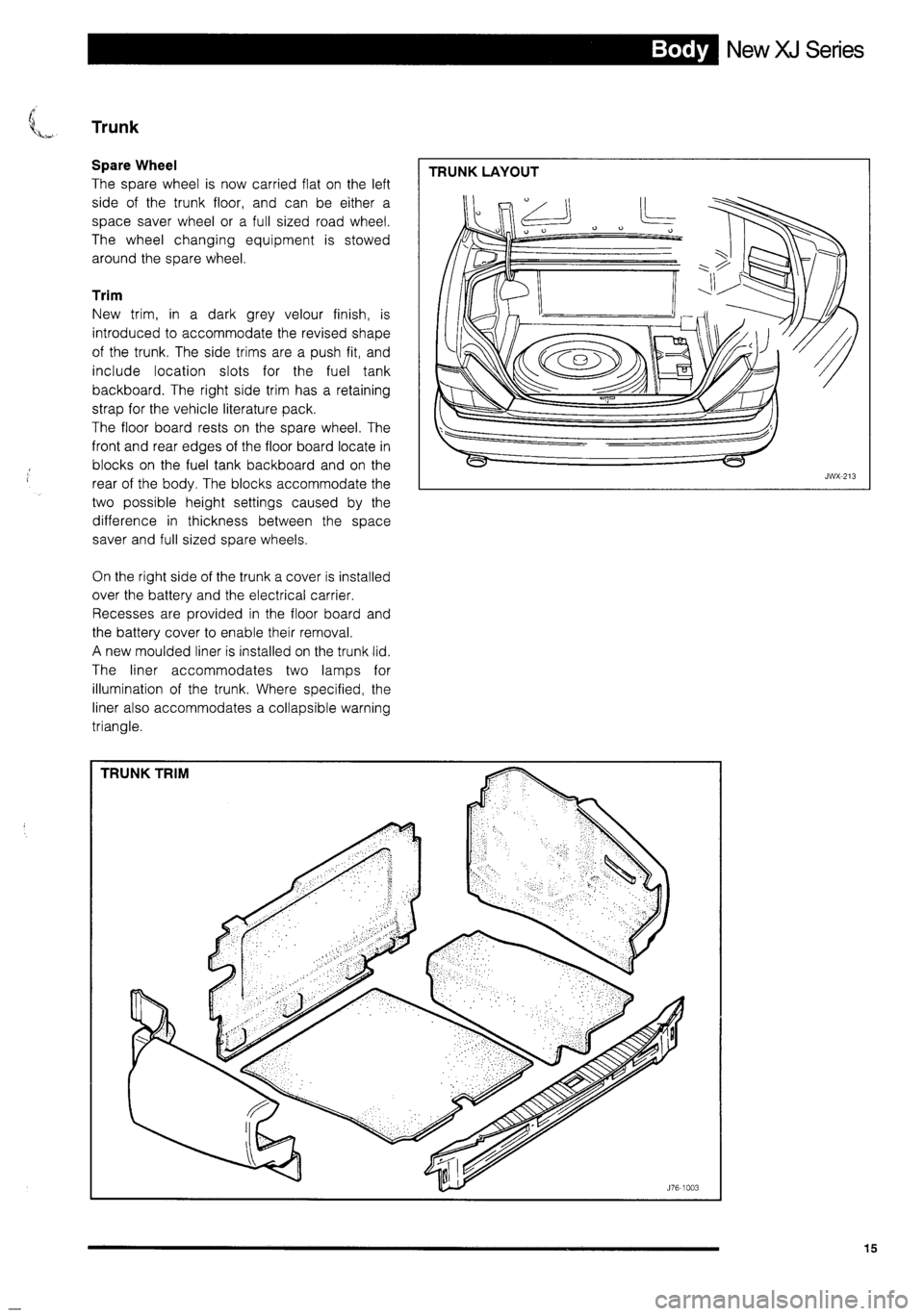 JAGUAR XJ 1995 2.G Technical Information Manual 