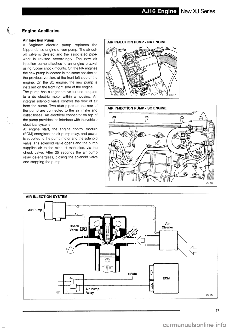 JAGUAR XJ 1995 2.G Technical Information Manual 