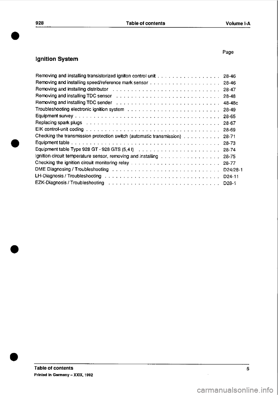 PORSCHE 928 1995  Service Repair Manual 