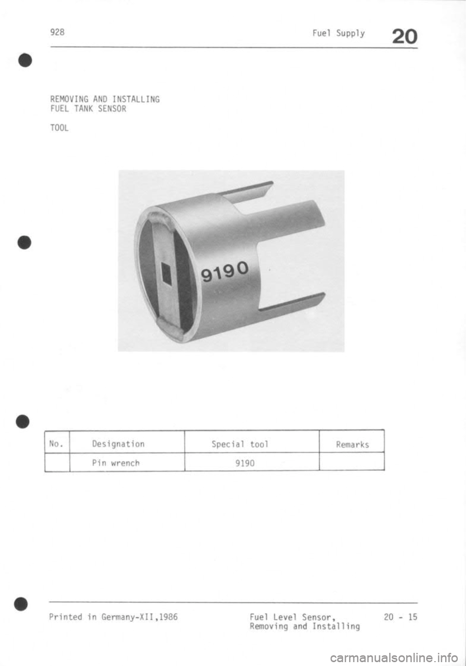 PORSCHE 928 1995  Service Repair Manual 