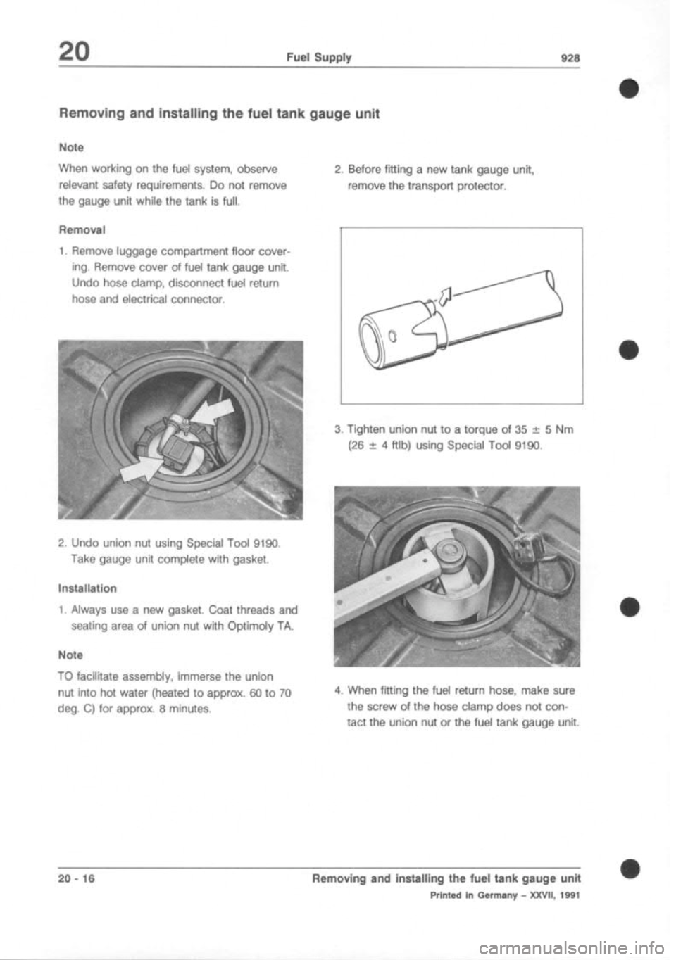 PORSCHE 928 1995  Service Repair Manual 