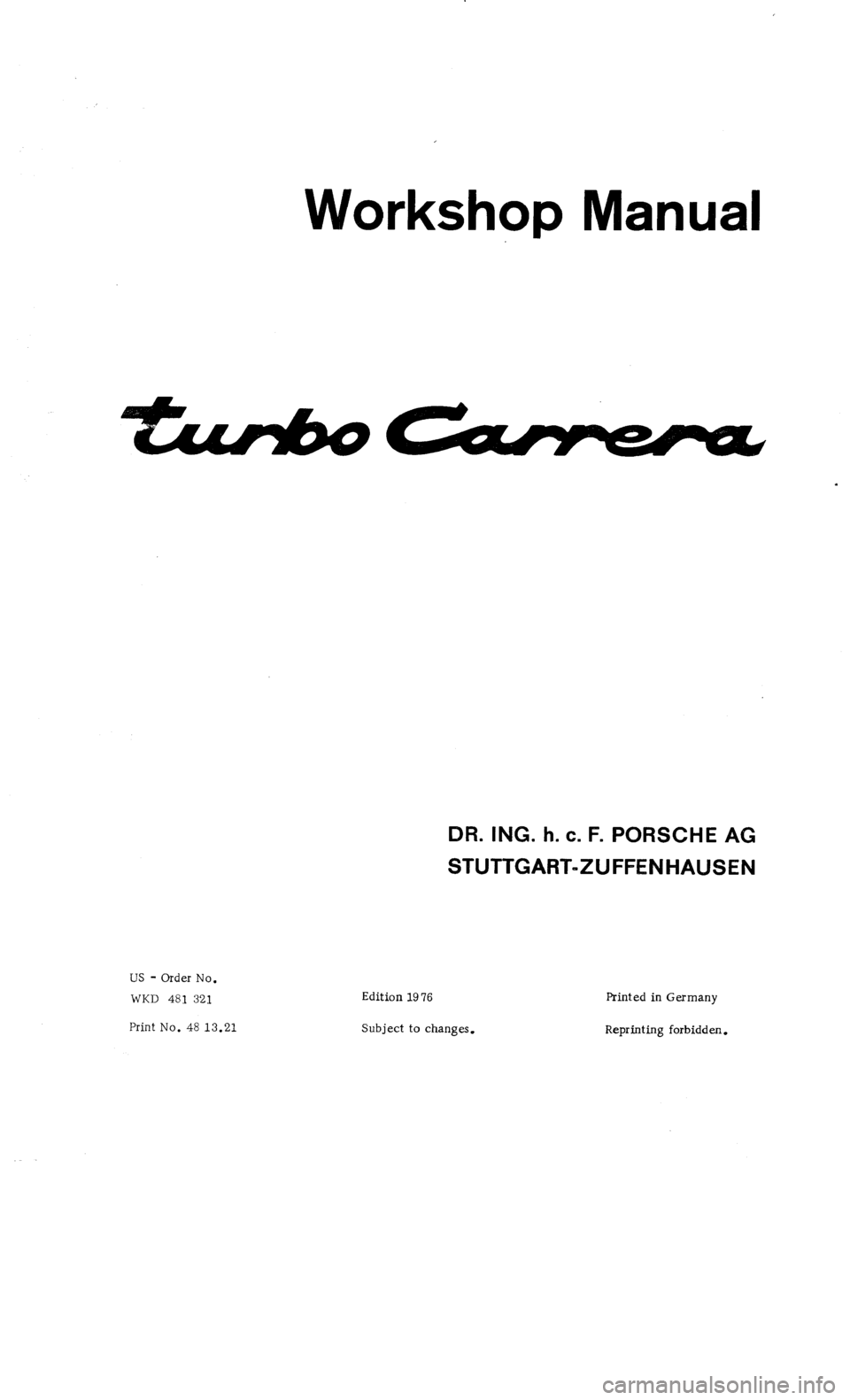 PORSCHE 930 1976  Service Repair Manual 