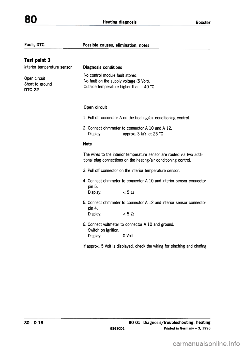 PORSCHE 986 BOXSTER 1997  Workshop Manual 