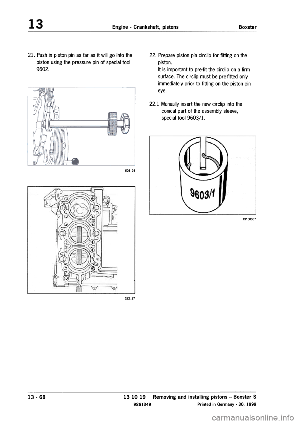 PORSCHE 986 BOXSTER 1997  Workshop Manual 