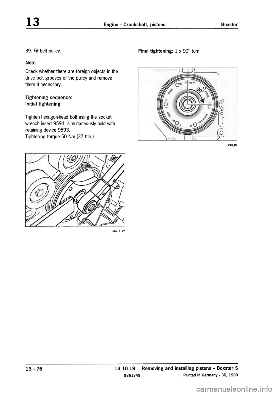 PORSCHE 986 BOXSTER 1997  Workshop Manual 