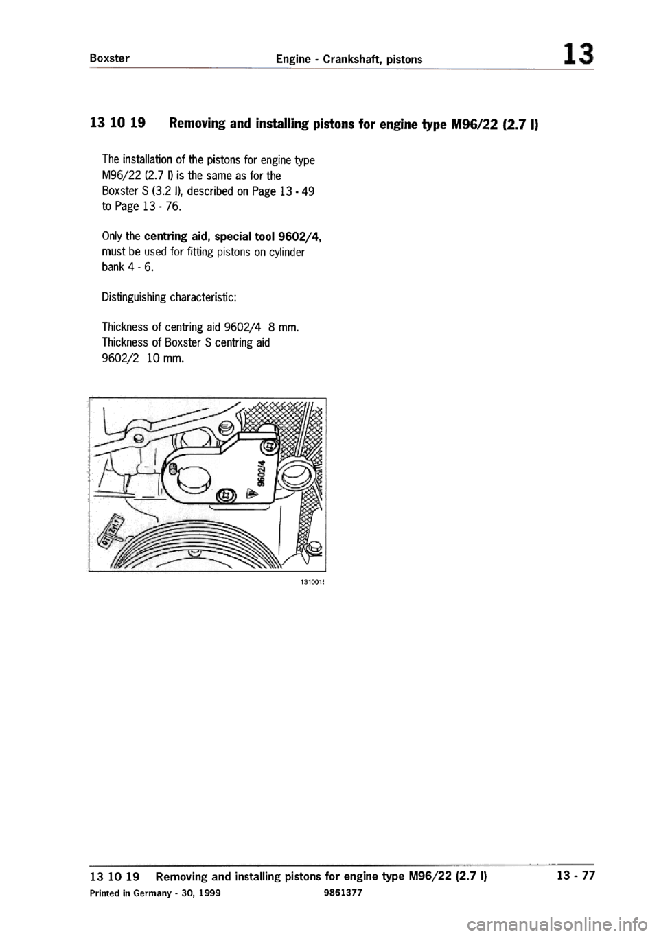 PORSCHE 986 BOXSTER 1997  Workshop Manual 