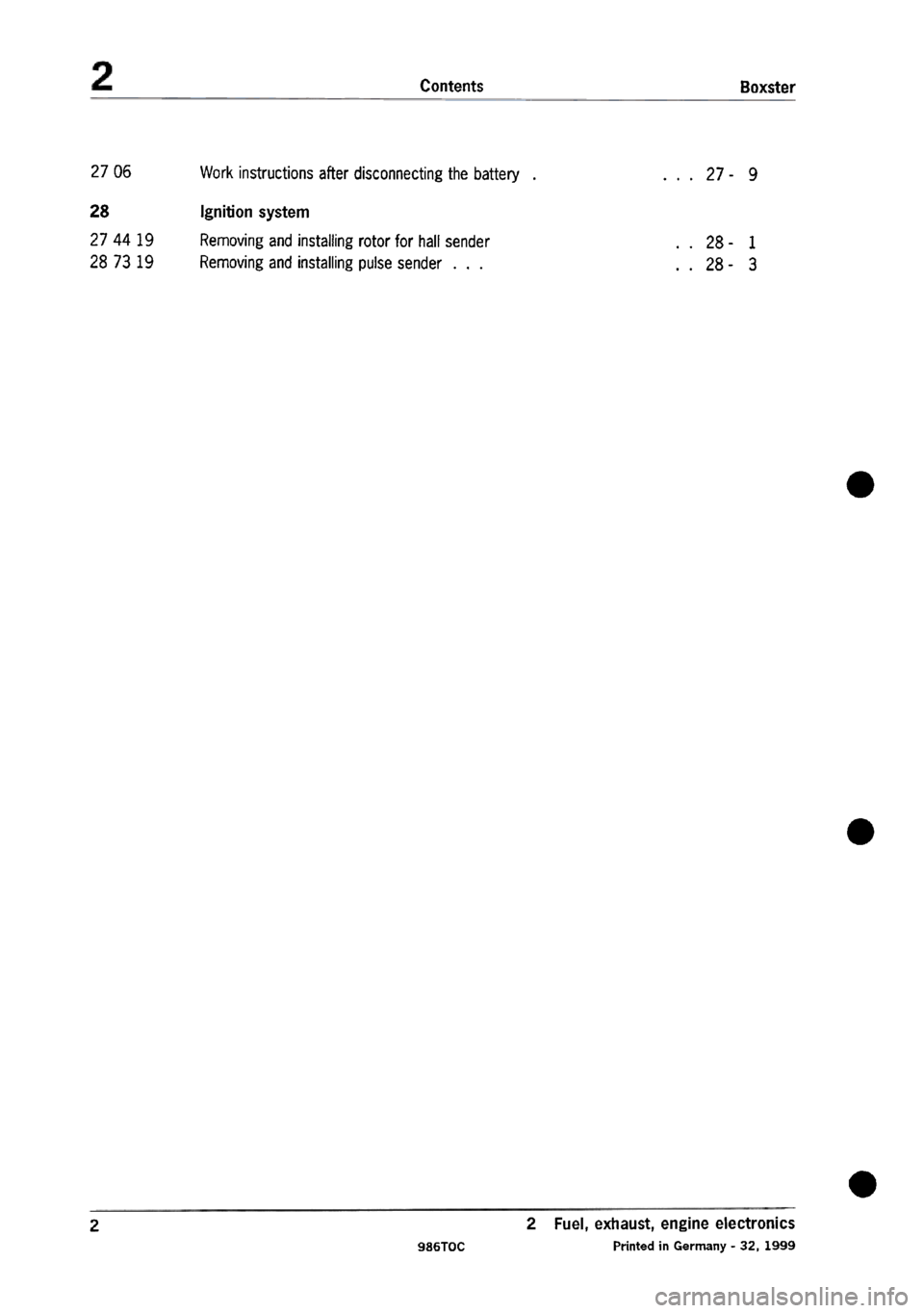 PORSCHE 986 BOXSTER 1997  Workshop Manual 