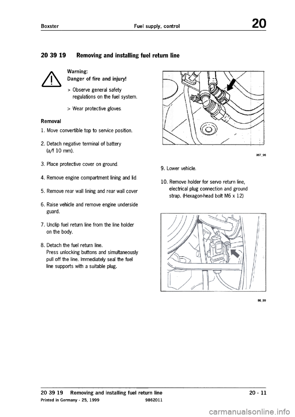 PORSCHE 986 BOXSTER 1997  Workshop Manual 