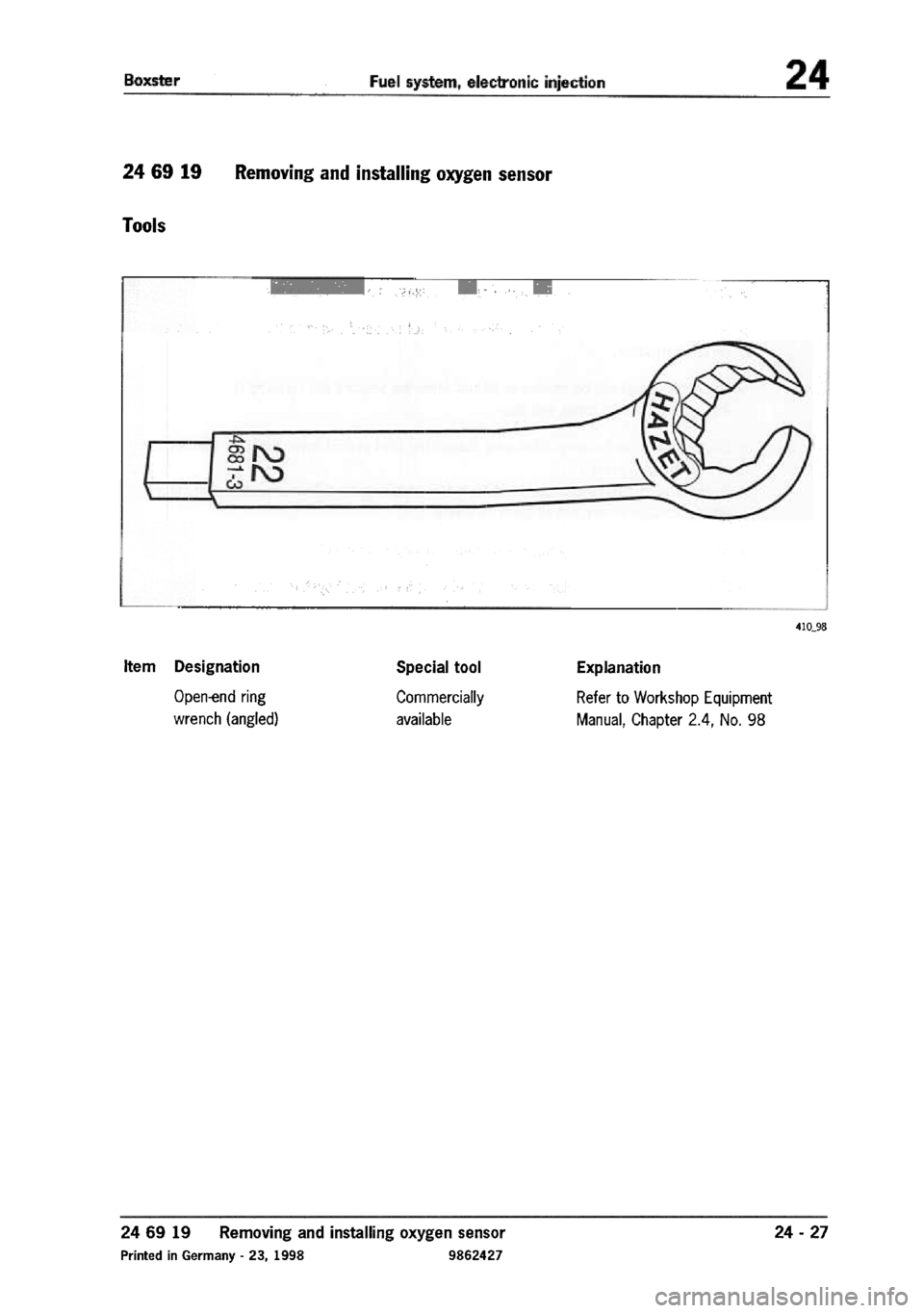 PORSCHE 986 BOXSTER 1997  Workshop Manual 