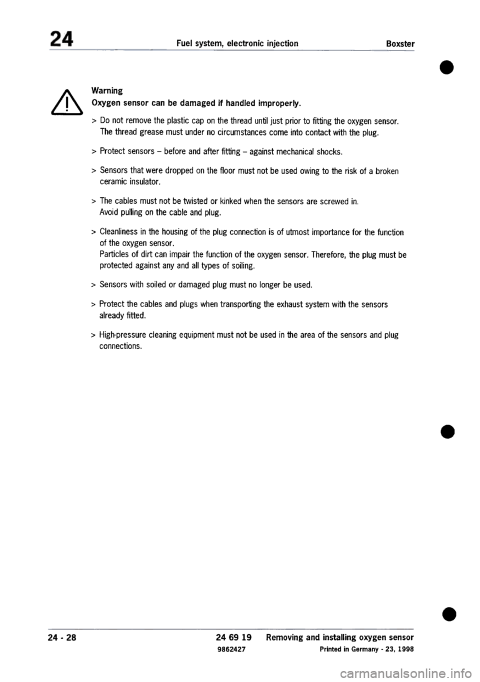 PORSCHE 986 BOXSTER 1997  Workshop Manual 