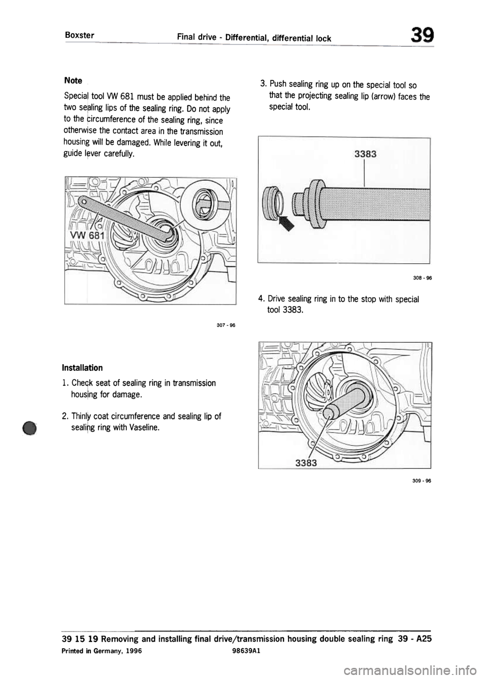 PORSCHE 986 BOXSTER 1997  Workshop Manual 