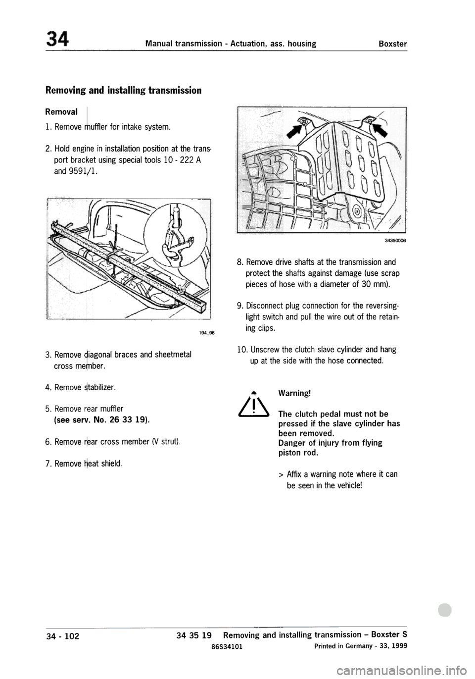 PORSCHE 986 BOXSTER 1997  Workshop Manual 
