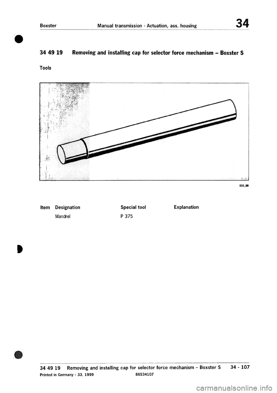 PORSCHE 986 BOXSTER 1997  Workshop Manual 