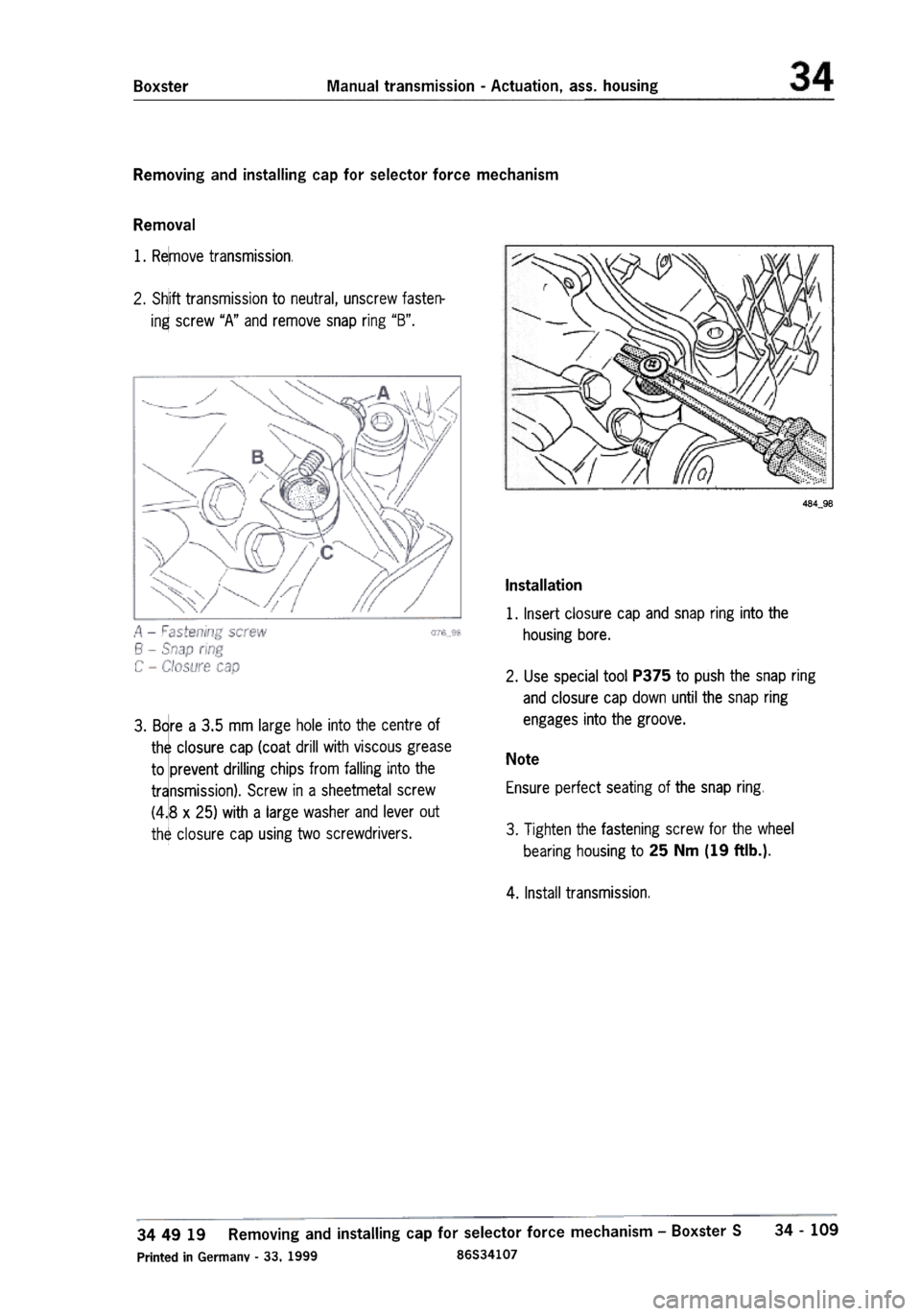 PORSCHE 986 BOXSTER 1997  Workshop Manual 