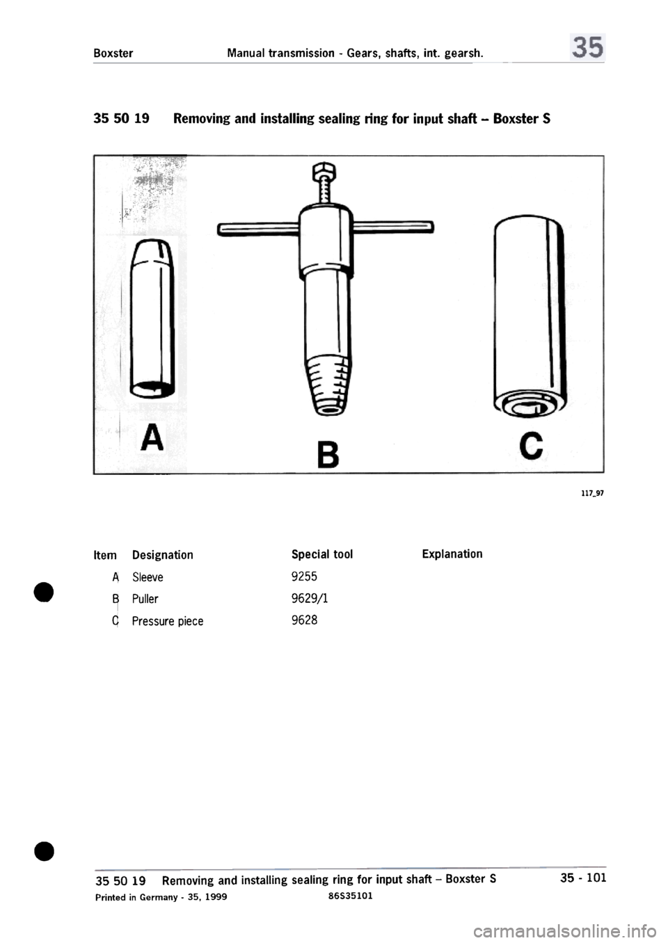 PORSCHE 986 BOXSTER 1997  Workshop Manual 