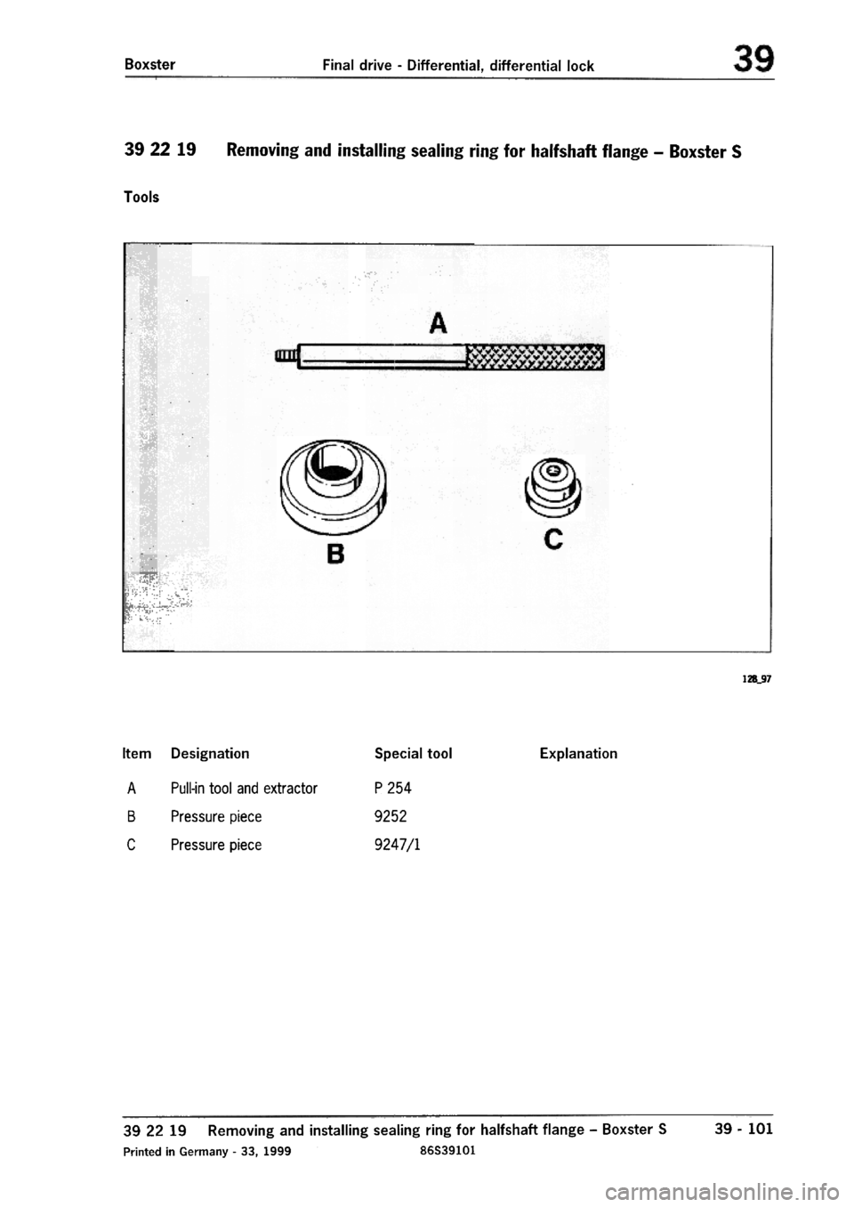 PORSCHE 986 BOXSTER 1997  Workshop Manual 