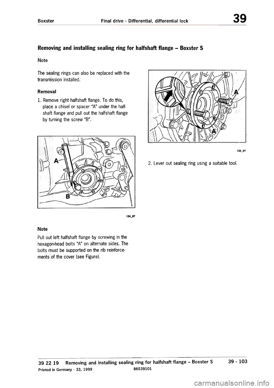 PORSCHE 986 BOXSTER 1997  Workshop Manual 