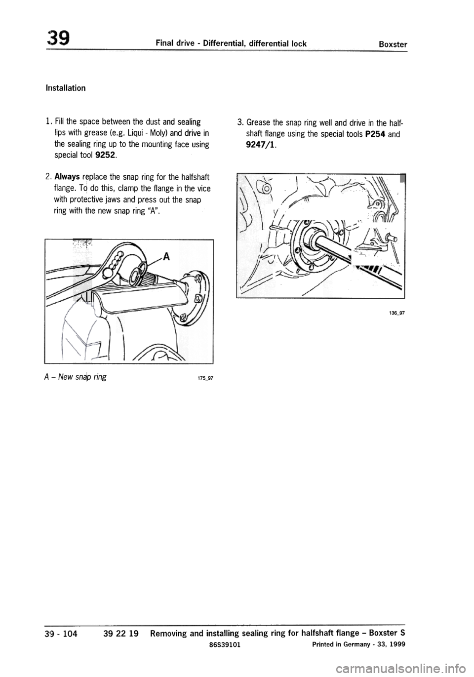 PORSCHE 986 BOXSTER 1997  Workshop Manual 